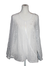 NY Collection Womens Shirt Top Blouse White Medium M Elegant Dressy Wrap  - £17.64 GBP