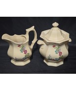 Vintage Art Deco Floral 8&quot; Tall Creamer And Sugar Bowl With Lid Set - Un... - £17.15 GBP