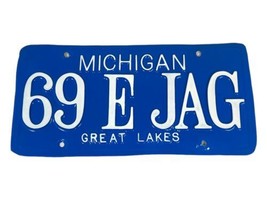 Vintage Plastic Michigan License Plate 69 E Jag Vanity Temporary? Blue M... - £11.06 GBP