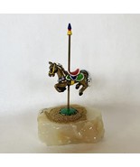 Ron Lee Carousel Horse Onyx Base Gold Bead Painted Signed 85 Figurine Vi... - $150.00