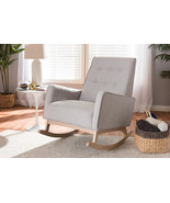 Roana Light Beige Fabric Upholstered Rocking Chair - $8,117.72 MXN