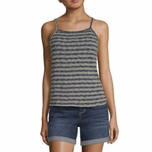 a.n.a. Women&#39;s Square Neck Sleeveless Tank Top Shirt LARGE Blue Wave Stripe - £14.22 GBP