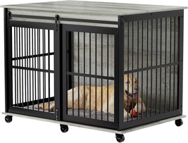 43.7&#39;&#39; Xl Dog Crate Furniture With Cushion For Large Pets, Wooden Cage E... - £97.78 GBP