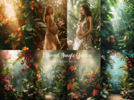 18 x Ethereal Jungle Garden Frame Digital Backdrops, Studio Backdrop Ove... - $9.00