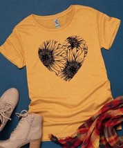 MSRP $32 Instant Message Meadow Sunflower Heart Relaxed-Fit Tee Size Large NWOT - £9.99 GBP