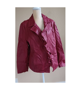 Chico&#39;s Faux Leather Red Ruffle Zip Closure Jacket 3 - £15.56 GBP