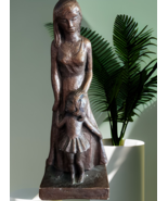 Vintage Leonardo Art Works Inc Chalkware Mother &amp; Daughter Figurine See ... - £21.10 GBP