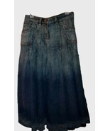 Soft Surroundings Denim Cottage Skirt M Y2K 90s Ombre Pleated Maxi  Heav... - $57.99 CAD