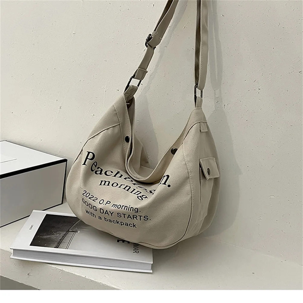 Letter Printed Canvas Single Shoulder Bag Student Large Capacity Messeng... - $25.71