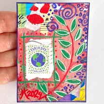 ACEO Original Collage Acrylic Painting 2020 Earth Day USA Postage Stamp Art ATC - £12.00 GBP
