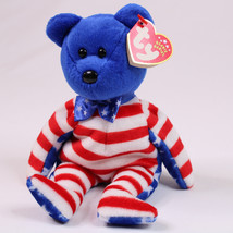 Ty Liberty Beanie Baby Blue Face Birthdate June 14 2001 Red White Blue W... - $10.70