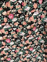 Floral Pull On Skirt Small Gathered High Waist Flared Black Pink Green N... - £4.98 GBP