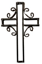 Cross Wall Hanging Home Decor Wrought Iron Forged Christian Crucifix - £25.71 GBP