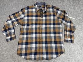 Lee Shirt Mens 2XL Brown Blue Plaid Flannel Button Down Regular Fit Tobacco - $29.69