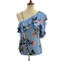 Parker Blue Silk Ruffle Sleeve Floral Daphne Blouse Small New - £49.33 GBP