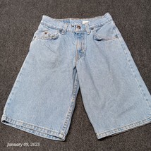 Vintage Levi 562 Loose Fit Shorts Boys Size 10 Blue Orange Tab Stone Wash - $18.47