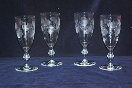 Four Wheel Cut Cordial Glass 6 Oz. Floral Design with Fancy Stem - $39.59