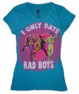 BATMAN VILLIANS DC COMICS WOMEN&#39;S JUNIOR LG &quot;I ONLY DATE BAD BOYS&quot; T-SHI... - £10.19 GBP