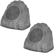 Outdoor Granite 8&quot; Rock 2 Speaker Set For Deck Pool Spa Yard Garden, Gra... - £153.47 GBP