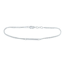 Sterling Silver Womens Round Diamond Single Row Bar Fashion Bracelet 1/20 Cttw - $123.59