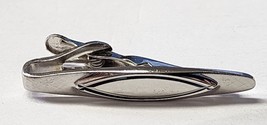 VINTAGE SWANK TIE BAR CLIP CLASP STAY Silver Tone Modern Slim Smooth Oval - £6.96 GBP