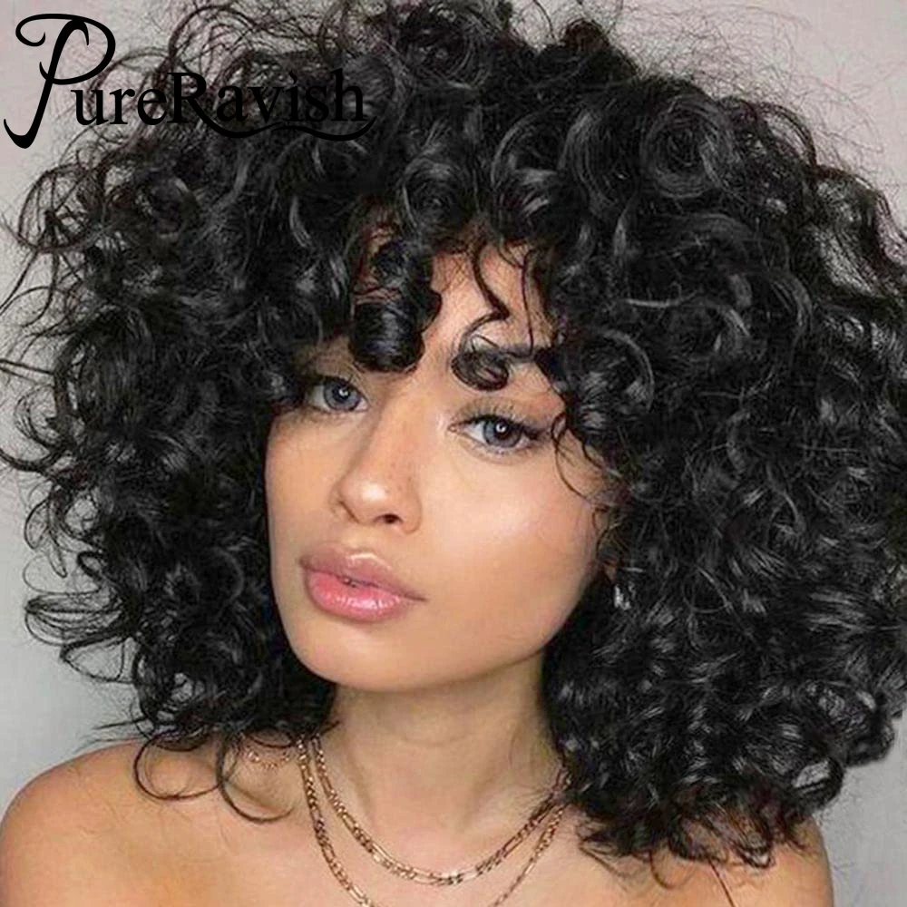 Bouncy Curly Wig Pixie Cut Wig Short Curly Brazilian Human Hair Wigs For Women - £41.13 GBP+