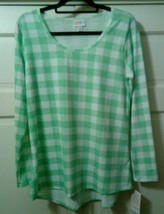 Nwt Lularoe Llr Size M Lynnae Long Sleeve Summer Green Check #34 - £22.45 GBP