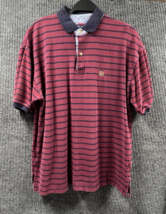 Bugle Boy Polo Shirt Mens Size Large Maroon Blue Striped 90s Pullover Vi... - $26.39