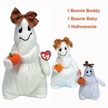 Ghoulianne Girl Ghost Ty Beanie Baby and Buddy and Halloweenie MWMT Set of 3 pcs - £23.94 GBP