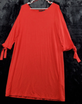 Mercer &amp; Madison T Shirt Dress Women Size Large Red Rayon Long Sleeve Round Neck - £17.62 GBP