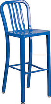 Mid-Century Blue &#39;Navy&#39; Style Bar Stool Cafe Patio Chair In-Outdoor Comm... - $149.99