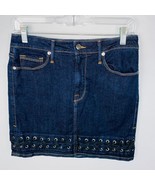 Good American Womens 6 / 28 Dark Wash Denim Jean Pencil Skirt Lace Up De... - £30.21 GBP