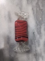 Wrap Candy Orange w/ Black Stripes Murano Art Glass Hand Blown Large Pap... - £15.50 GBP