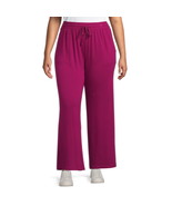 Terra &amp; Sky Women&#39;s Plus Size Knit Pants, Dark Raspberry 28&quot; Inseam 1X (... - $21.77