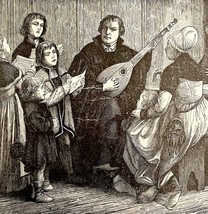 Musician With Family Luther 1888 Victorian Antique Art Print DWT4B - $34.99