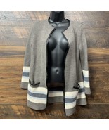 Talbots Cardigan Sweater Women Small Petite Open Merino Wool Taupe Gray ... - $16.06