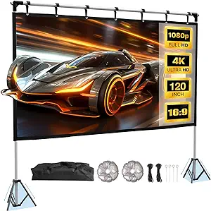 Projector Screen And Stand, Rear Front Portable Projection Screen, 4K Hd... - $194.99