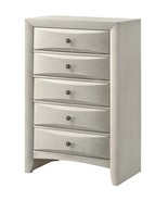 Contemporary Neutral White 5-Drawer Wooden Chest with Curved Fronts - €582,47 EUR