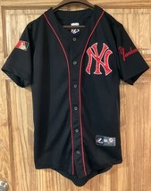 Rare New York Yankees Majestic Jersey Gen MLB Black, Red Piping, Silk NY... - £476.33 GBP