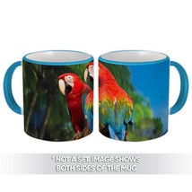 2 Macaws Branch Tropical Beach : Gift Mug Parrot Bird Animal Cute - £12.60 GBP