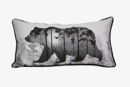 Donna Sharp Timber Bear Decorative Pillow Cozy Log Cabin Rustic Lodge 11&quot; x 22&quot; - £22.32 GBP