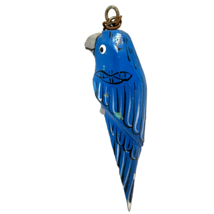Rare Vintage Hand Carved and Painted Wooden Parrot Keychain 4.25 inch Blue - $18.54