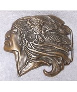 Vintage Native American Indian Chief Profile with Headdress Brass Belt B... - $15.95