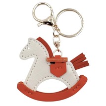 Do Everything In Love Vegan Leather Rocking Horse Key Ring Ivory Brown - $13.86