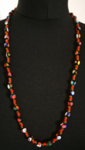 Millefiori Glass Bead Necklace Vintage Murano Italy Bohemian  Long Colourful - £61.17 GBP