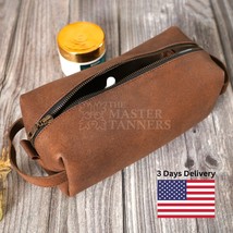 Men Travel Toiletry Bag Leather Dopp Kit Shaving Organizer Case Gym Shower Bag - £18.95 GBP