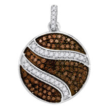 10k White Gold Round Brown Diamond Circle Cluster Fashion Pendant 3/4 - £320.78 GBP