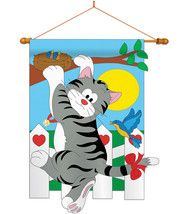 Climbing Cat - Applique Decorative Wood Dowel with String House Flag Set HS11002 - £38.13 GBP