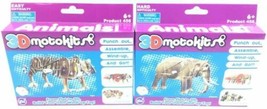 3D MotoKit Animals Series 1 Tiger &amp; Elephant Wind-Up Toy Gearbox Included Age 6+ - £5.89 GBP