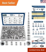 Flat Head Rivet Nut Kit - 300 Piece Set in Corrosion-Resistant Stainless... - $840.68 MXN